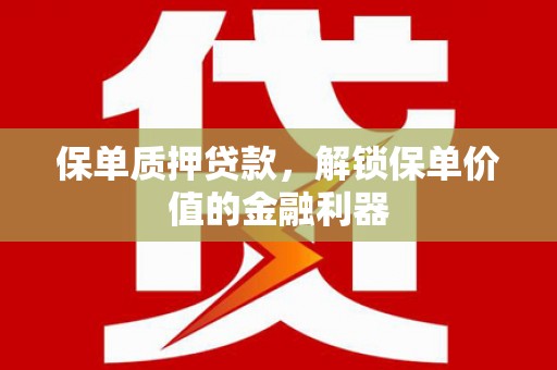 滨城保单质押贷款，解锁保单价值的金融利器