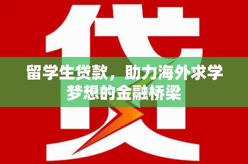 滨城留学生贷款，助力海外求学梦想的金融桥梁
