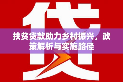 滨城扶贫贷款助力乡村振兴，政策解析与实施路径